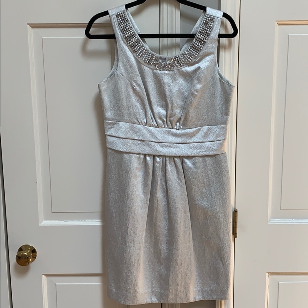 Silver beaded cocktail dress